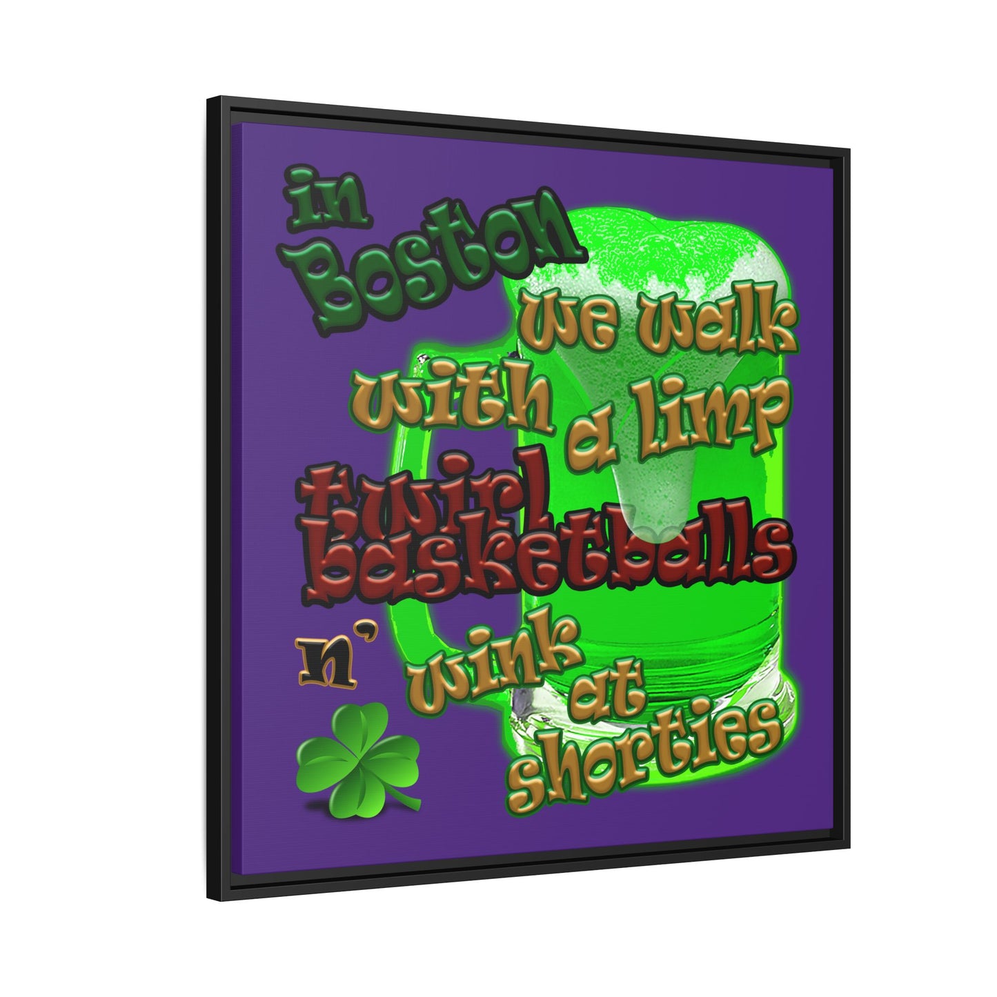 celtics logo - framed canvas art (purple)