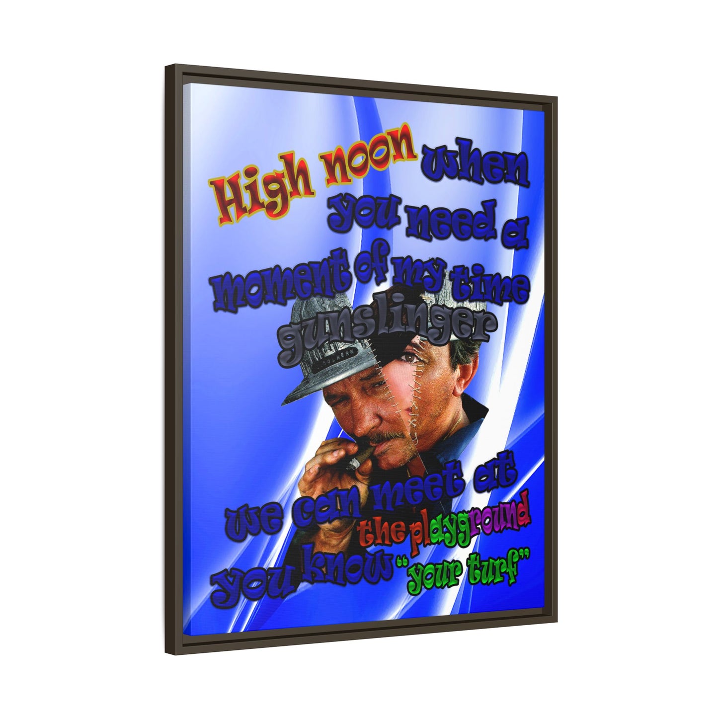 high noon - framed canvas art (blue-white wave)