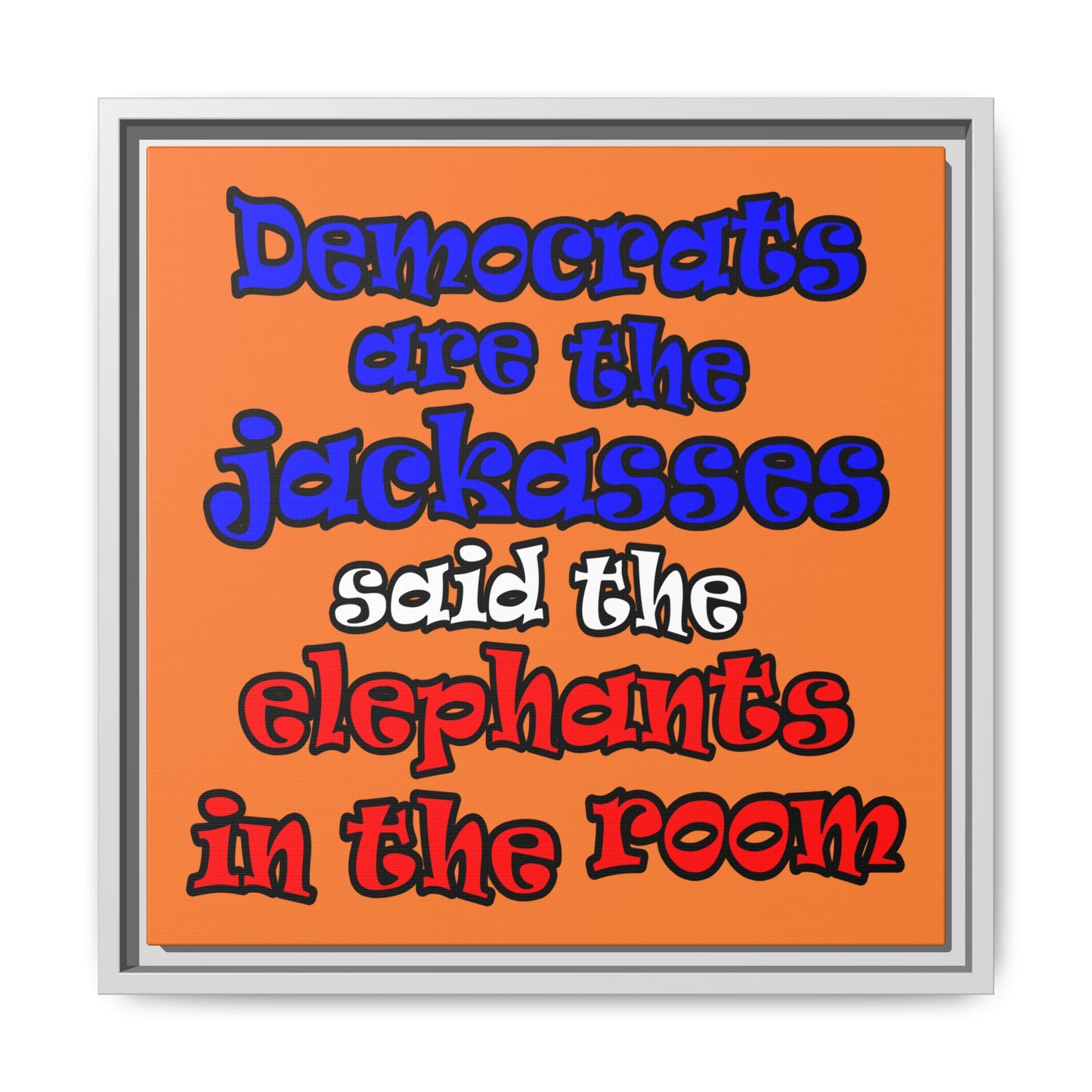 donkeys and elephants - framed canvas art (crusta)