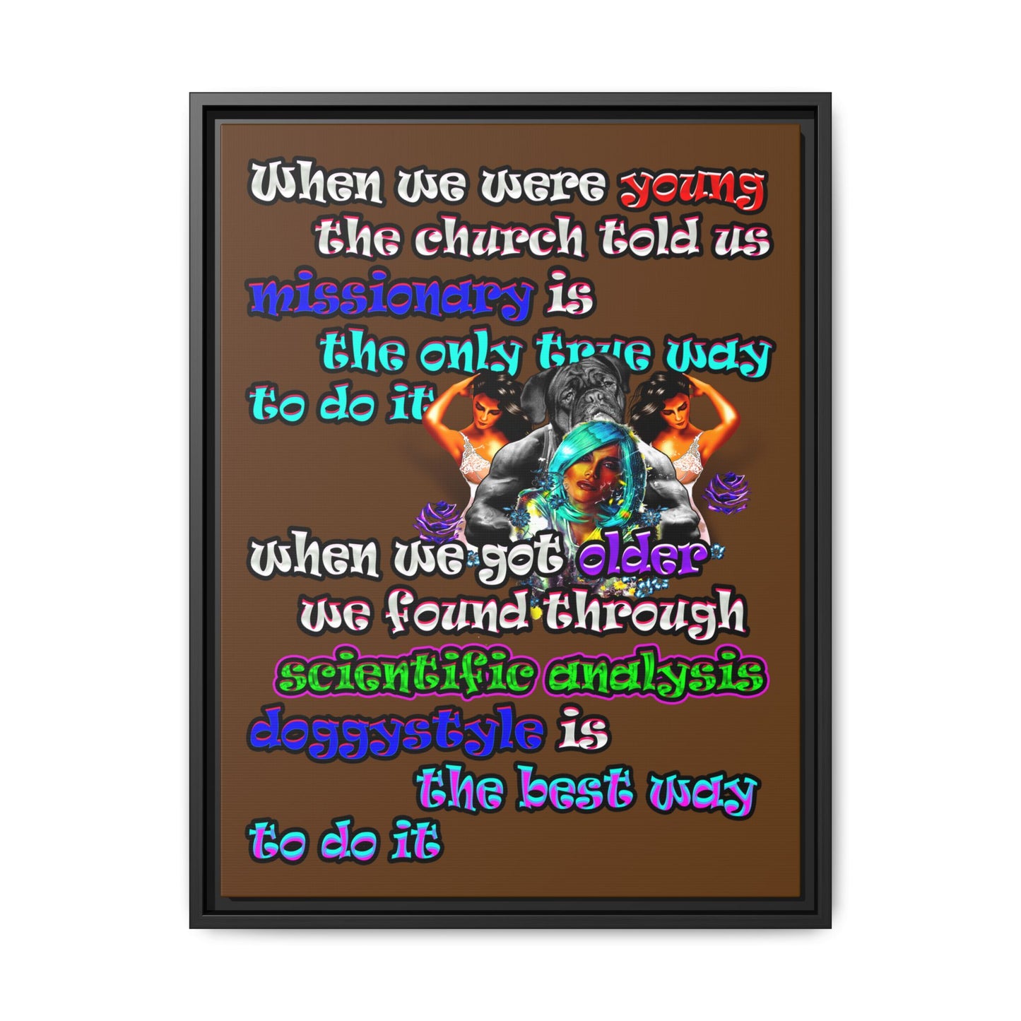 doggystyle - framed canvas art (brown)