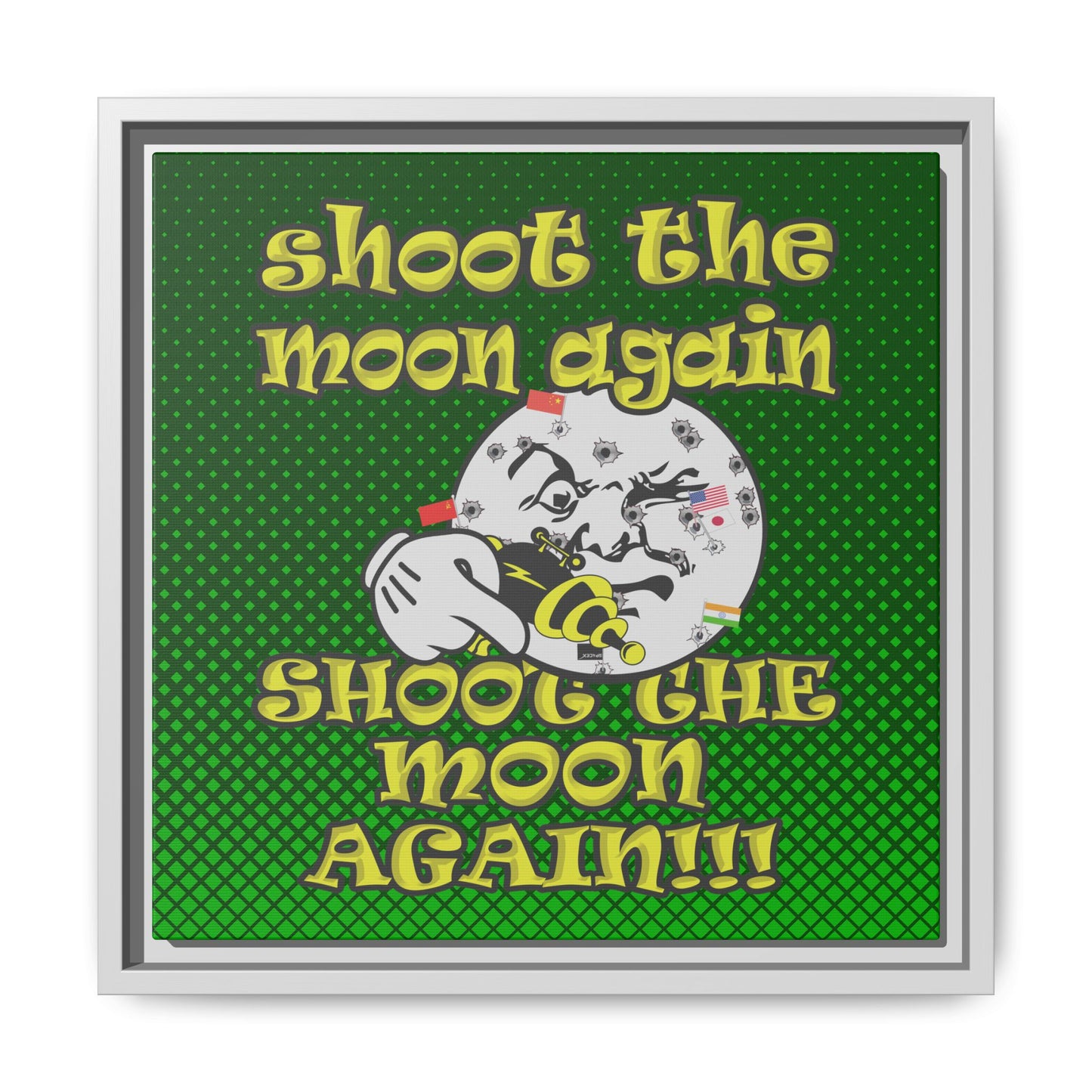 shoot the moon again - framed canvas art (logo green)