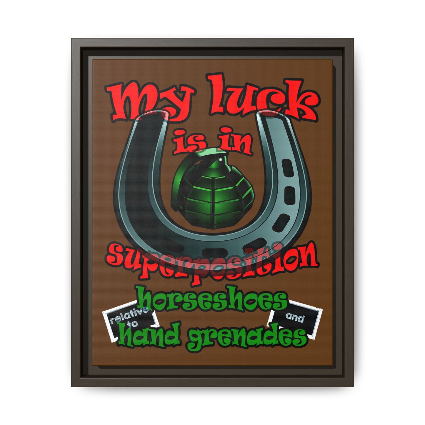 my luck - framed canvas art (brown)