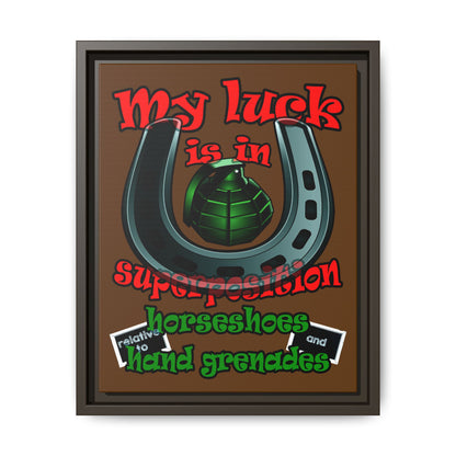 my luck - framed canvas art (brown)