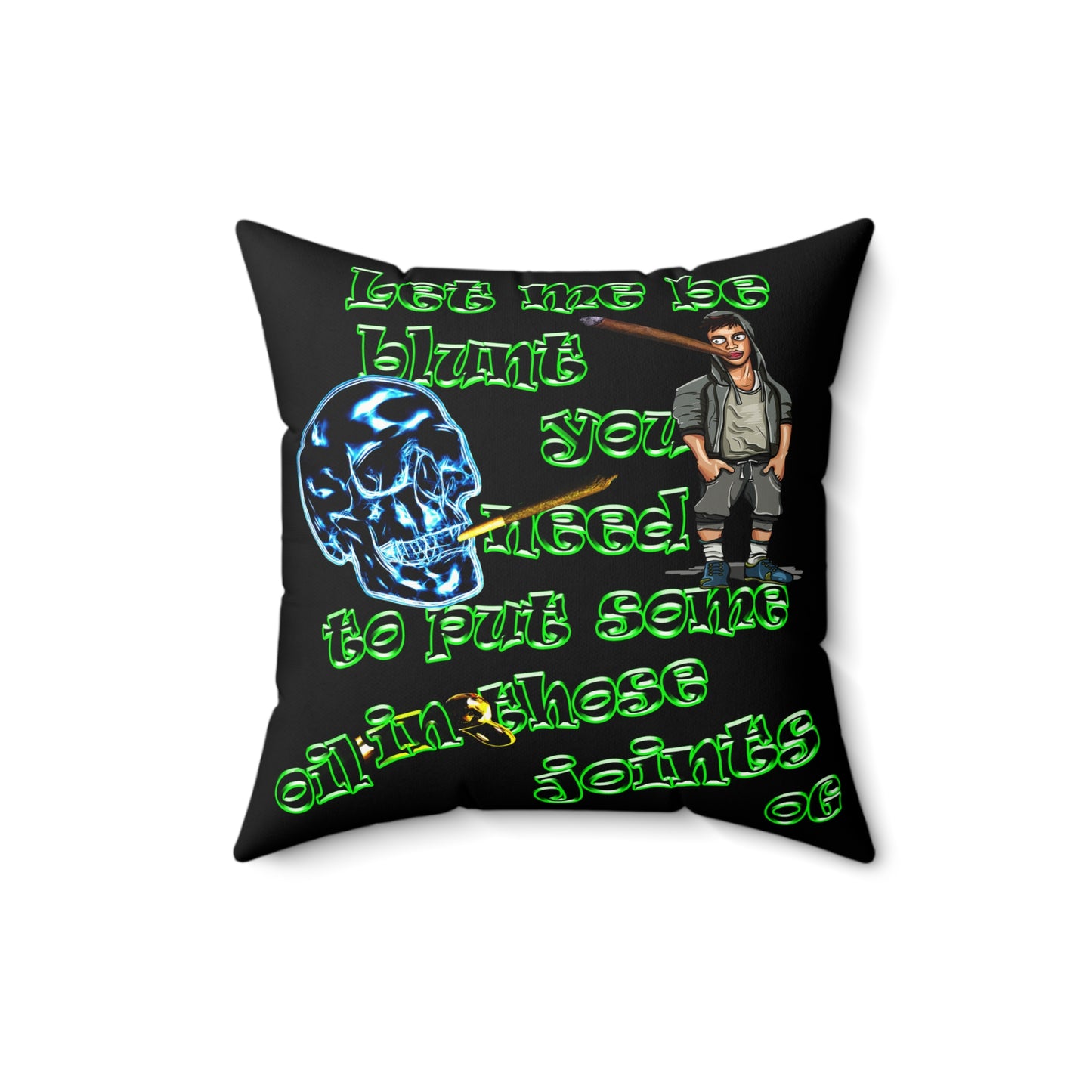 og - Faux Suede Square Pillow - (black)