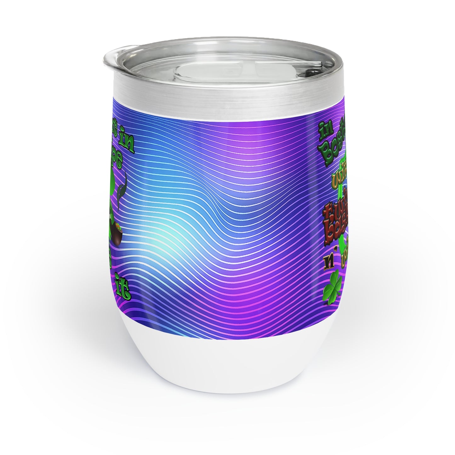 celtics logo - Chill Wine Tumbler (purple wave)