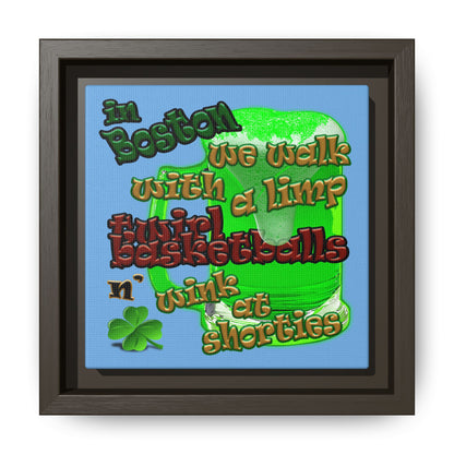 celtics logo - framed canvas art (light blue)