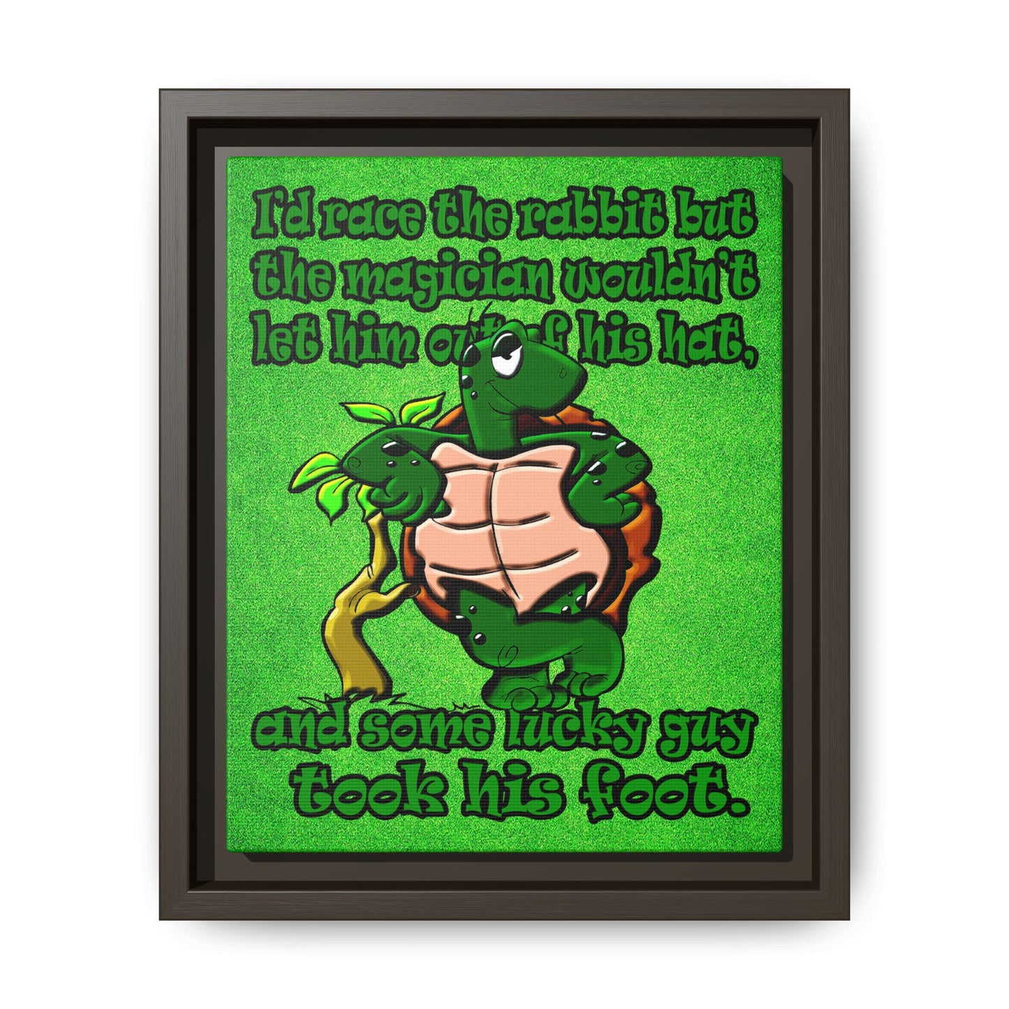 turtle race - framed canvas art (green turf)