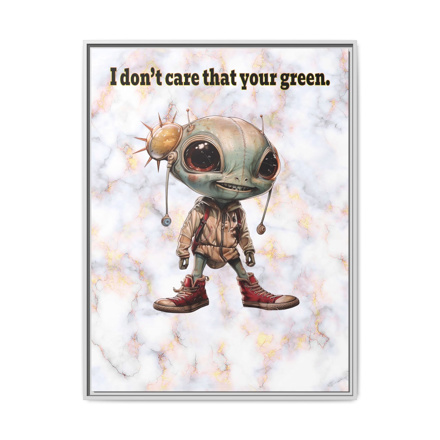 I don't care that your green - framed canvas art (white marble)