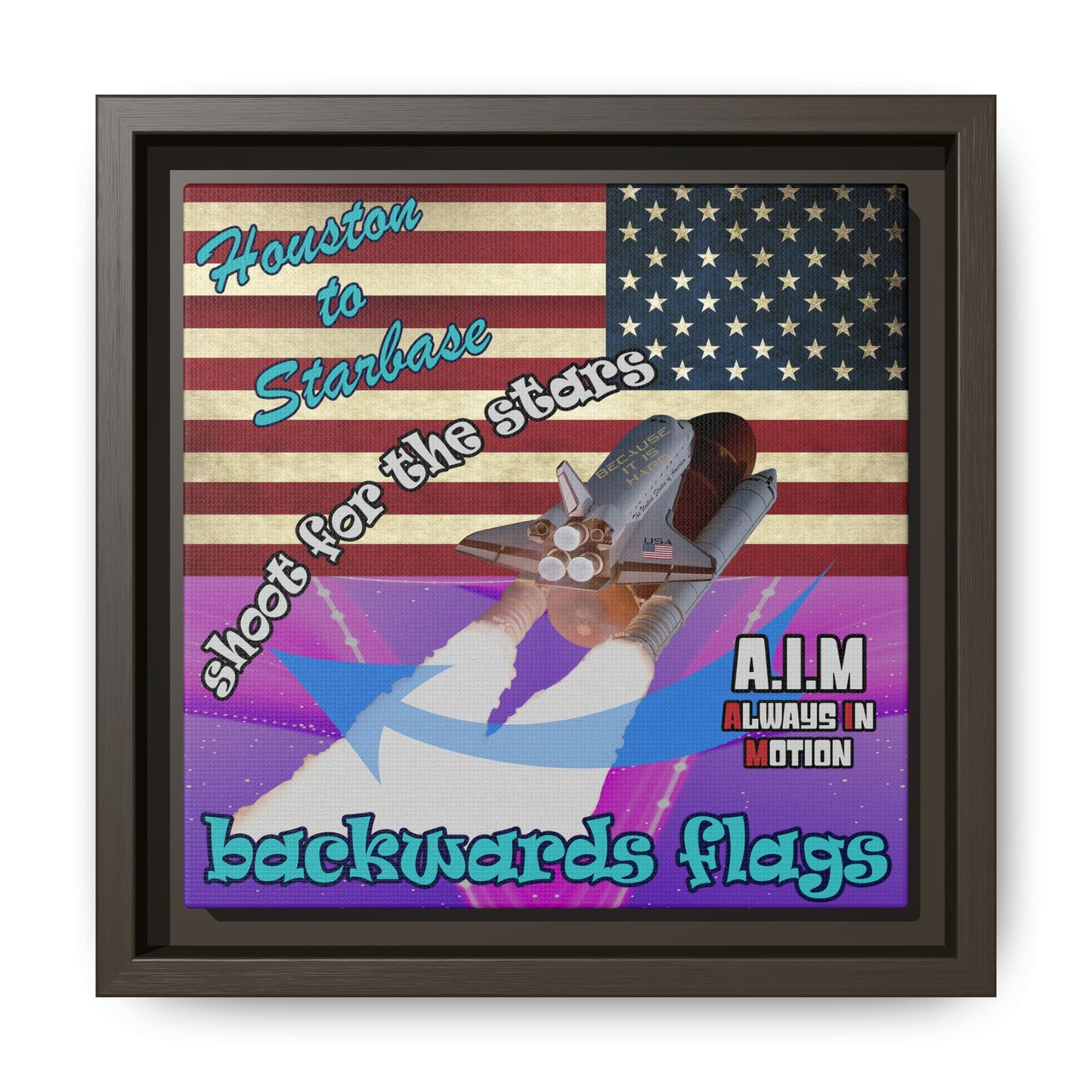 shoot for the stars - framed canvas art (purple-pink wave)