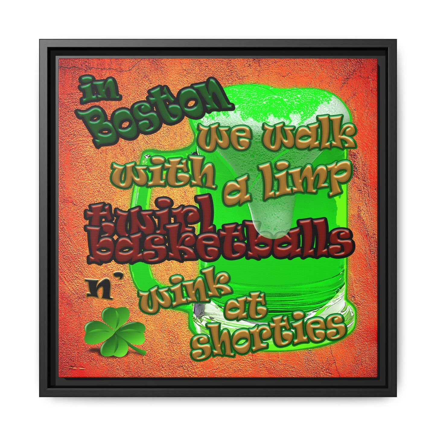 celtics logo - framed canvas art (burnt orange)