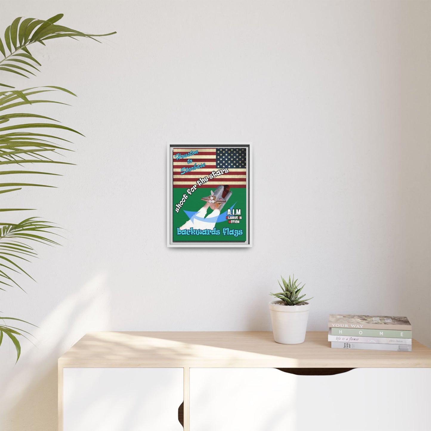 shoot for the stars - framed canvas art (dark green)