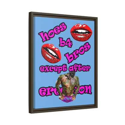 hoes b4 bros - framed canvas art (light blue)