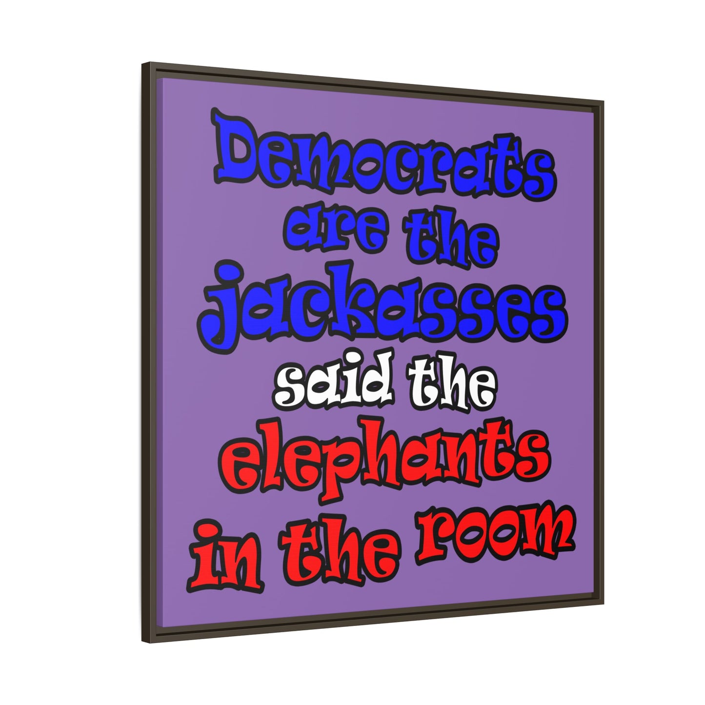 donkeys and elephants - framed canvas art (light purple)