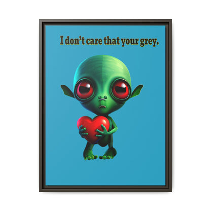 I don't care that your grey - framed canvas art (turquoise)