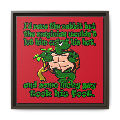 turtle race - framed canvas art (dark red)