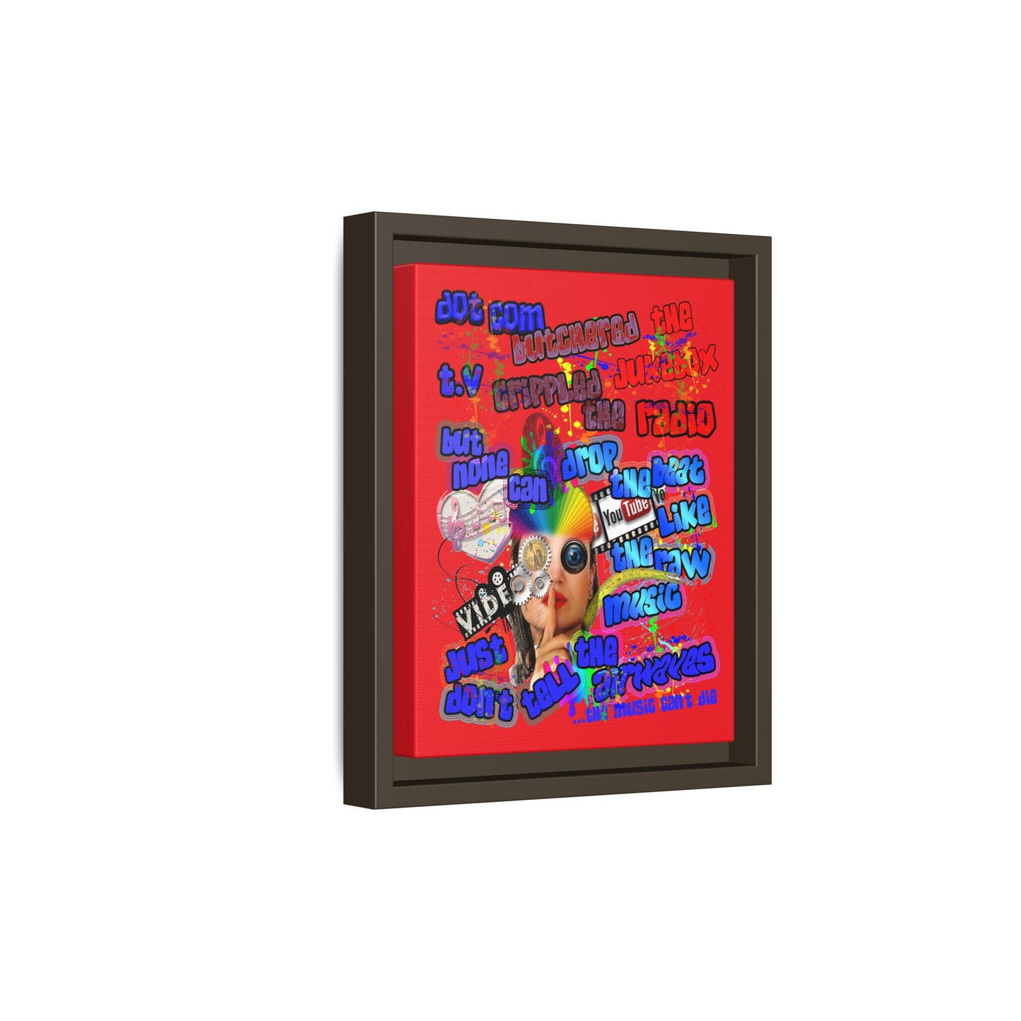 drop the beat - framed canvas art (red)