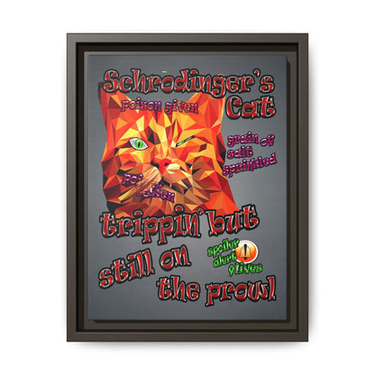 schrodinger's cat - framed canvas art (grey-light grey)