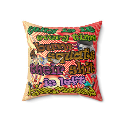 the bum's shit - Faux Suede Square Pillow - (yellow-orange wave)