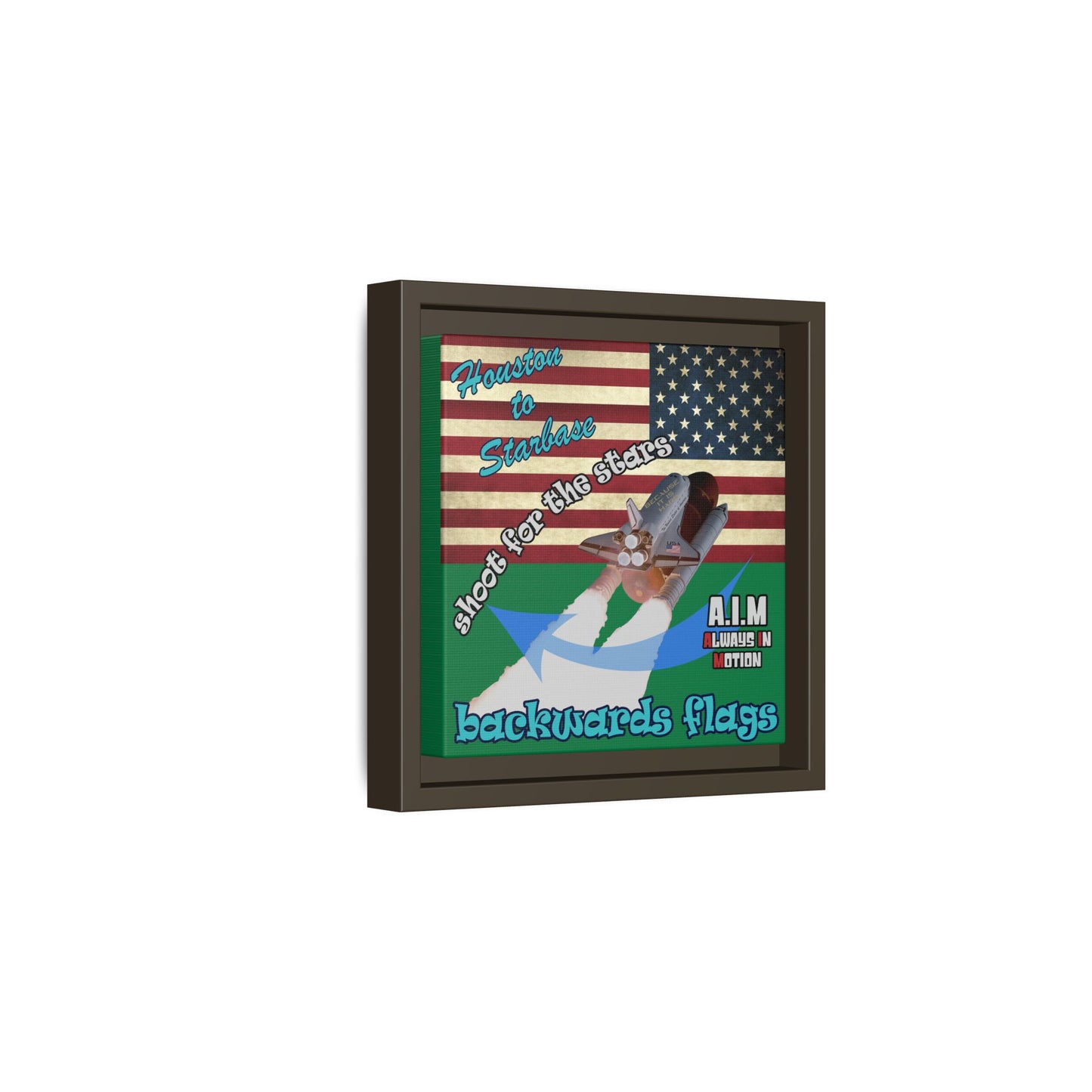 shoot for the stars - framed canvas art (dark green)