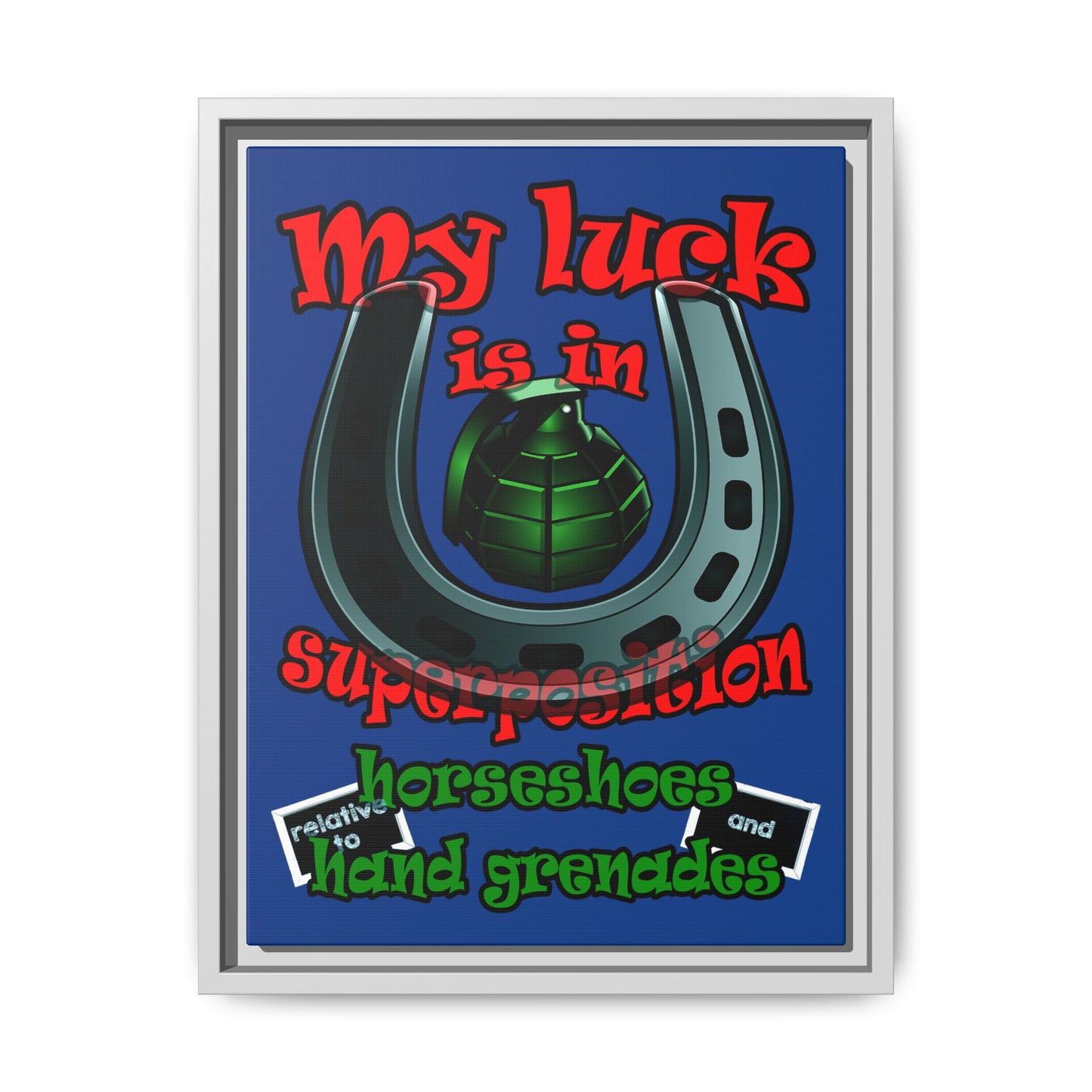 my luck - framed canvas art (dark blue)