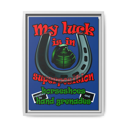 my luck - framed canvas art (dark blue)