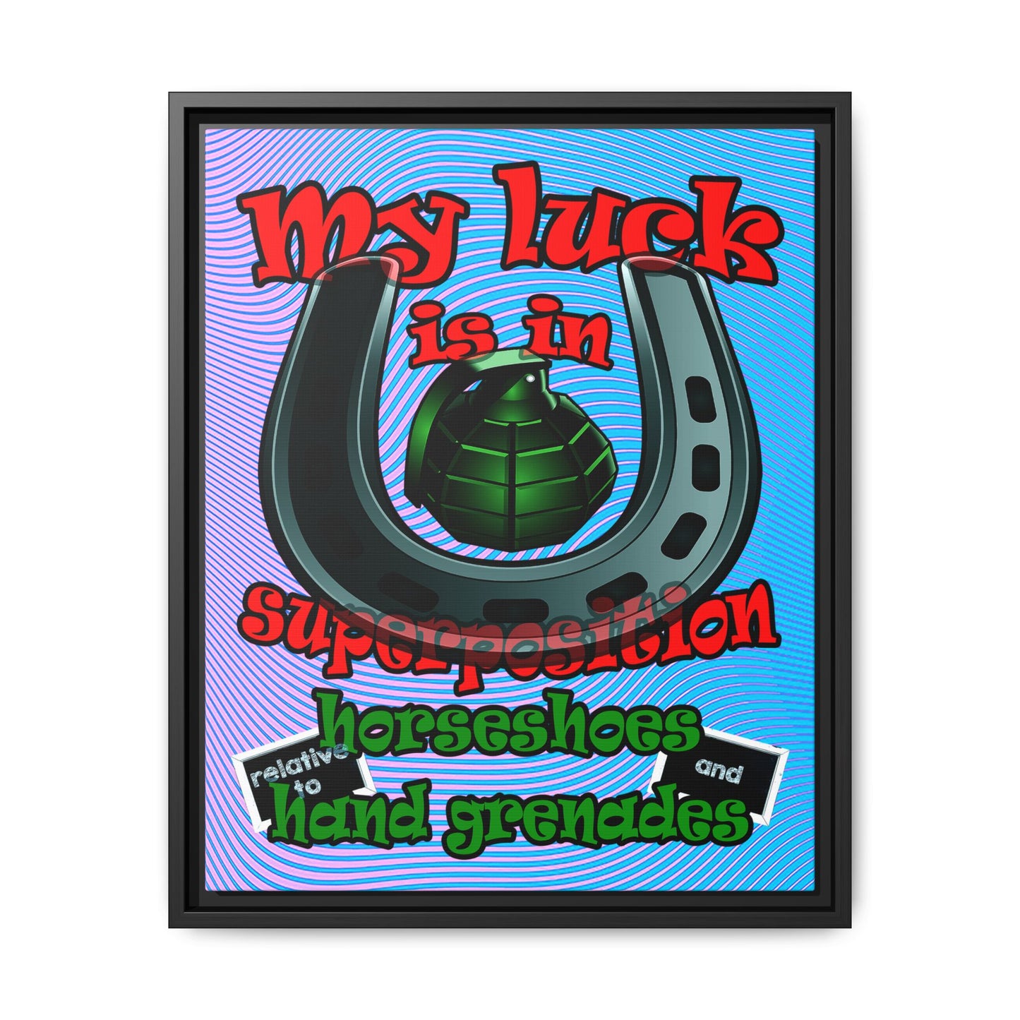 my luck - framed canvas art (light blue-purple wave)