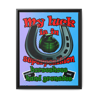 my luck - framed canvas art (light blue-purple wave)