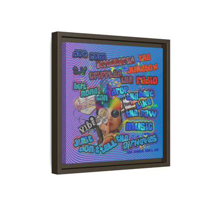 drop the beat - framed canvas art (light blue-purple wave)