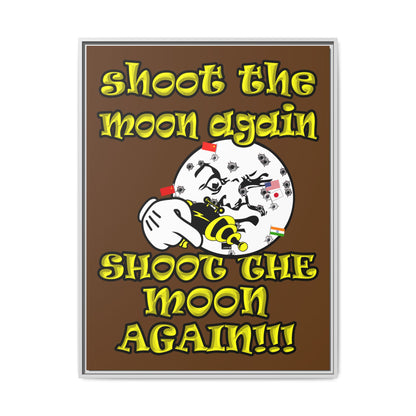 shoot the moon again - framed canvas art (brown)