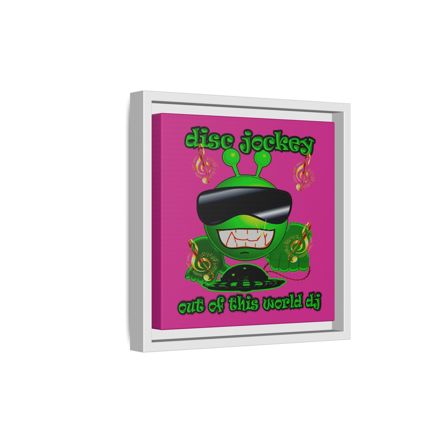 disc jockey - framed canvas art (pink)