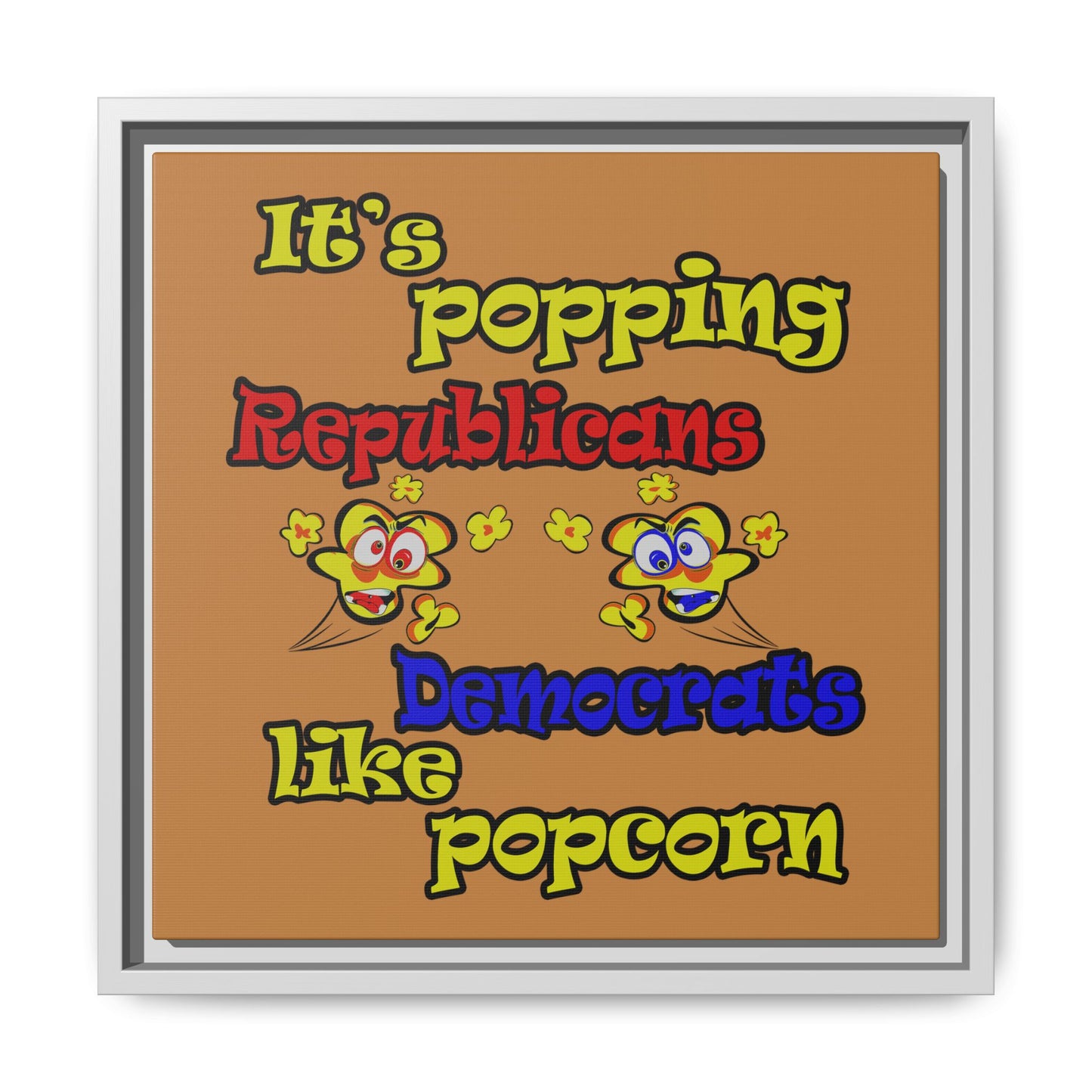 popping like popcorn - framed canvas art (light brown)