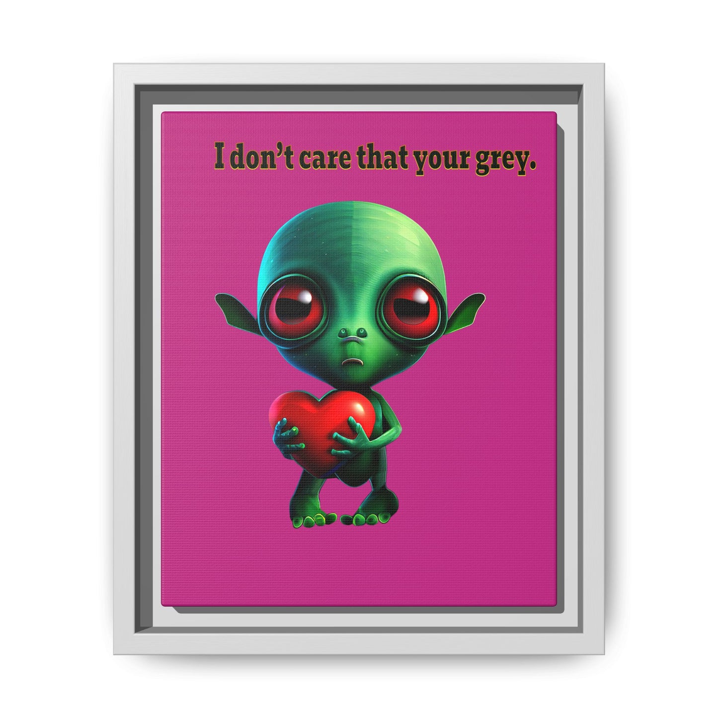 I don't care that your grey - framed canvas art (pink)