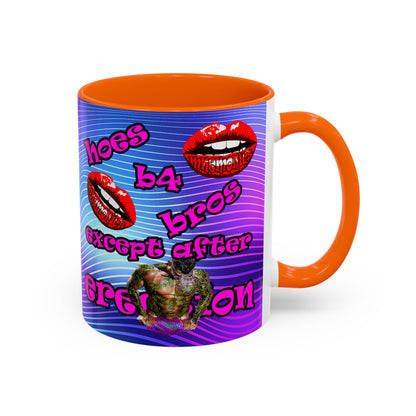 hoes b4 bros - Accent Mug (purple wave)