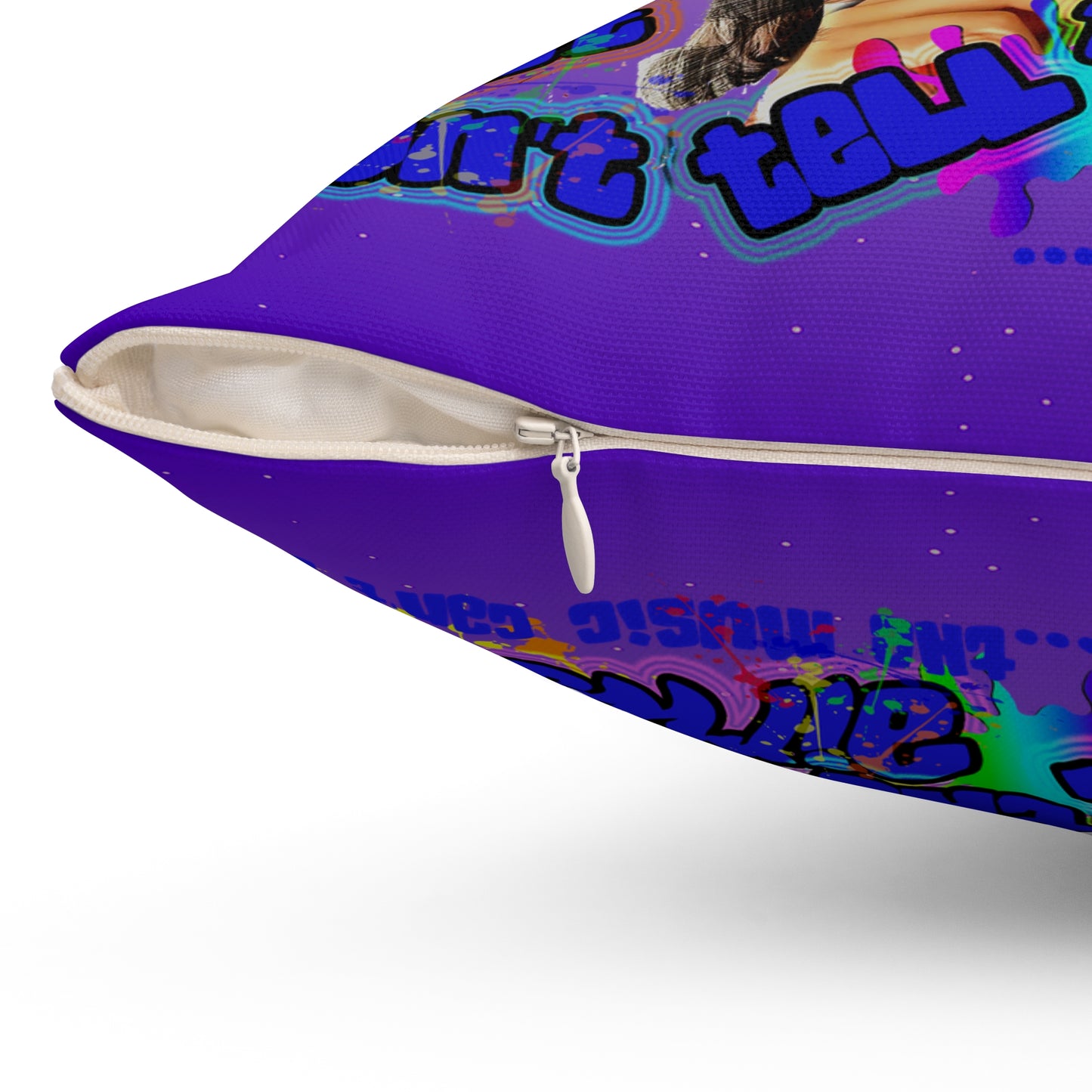 drop the beat - Spun Polyester Square Pillow - (purple-pink wave)