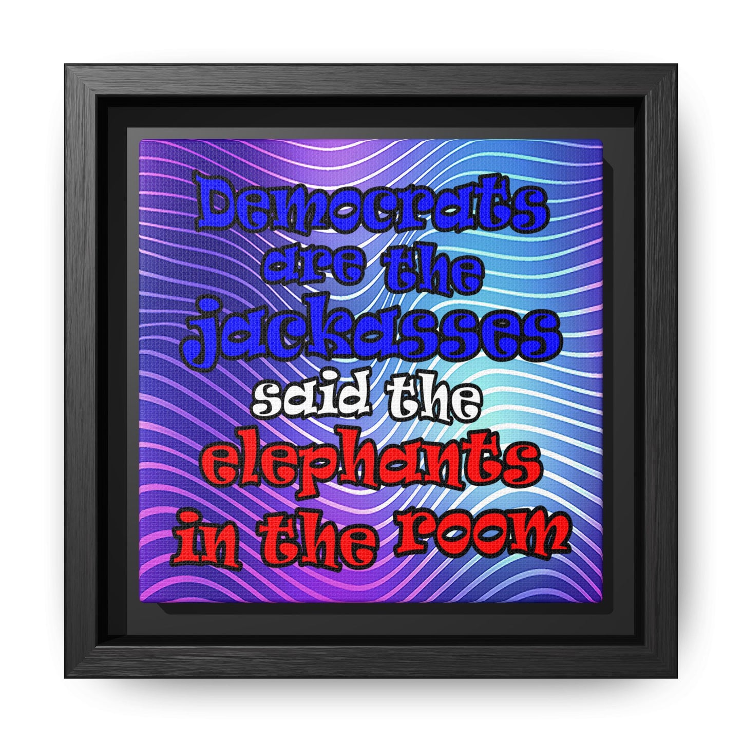 donkeys and elephants - framed canvas art (purple wave)