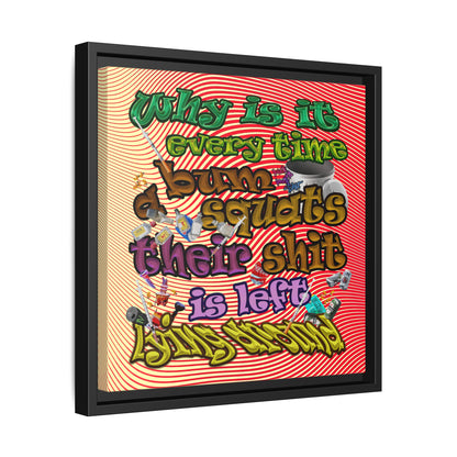 the bum's shit - framed canvas art (yellow-orange wave)