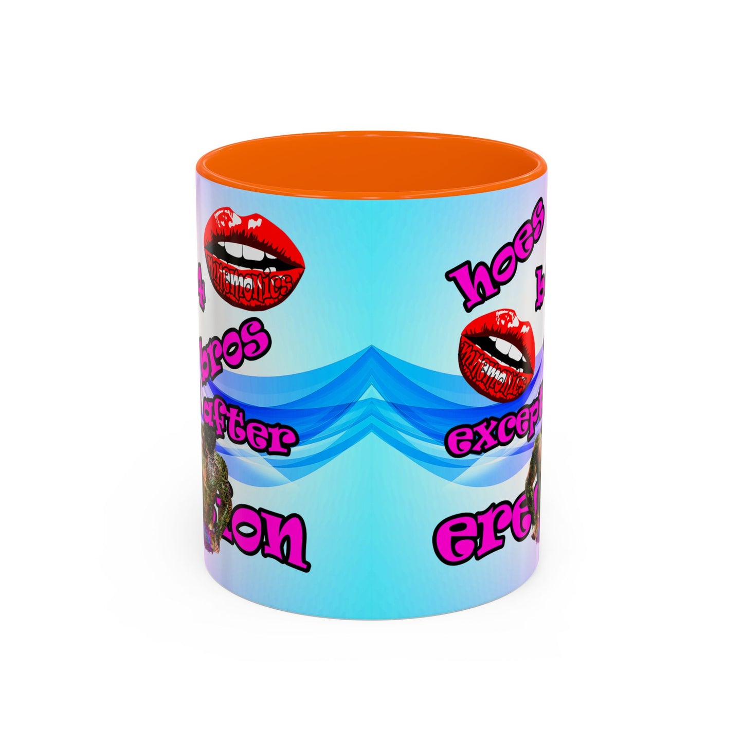 hoes b4 bros - Accent Mug (light blue-pink wave)