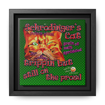 schrodinger's cat - framed canvas art (logo green)