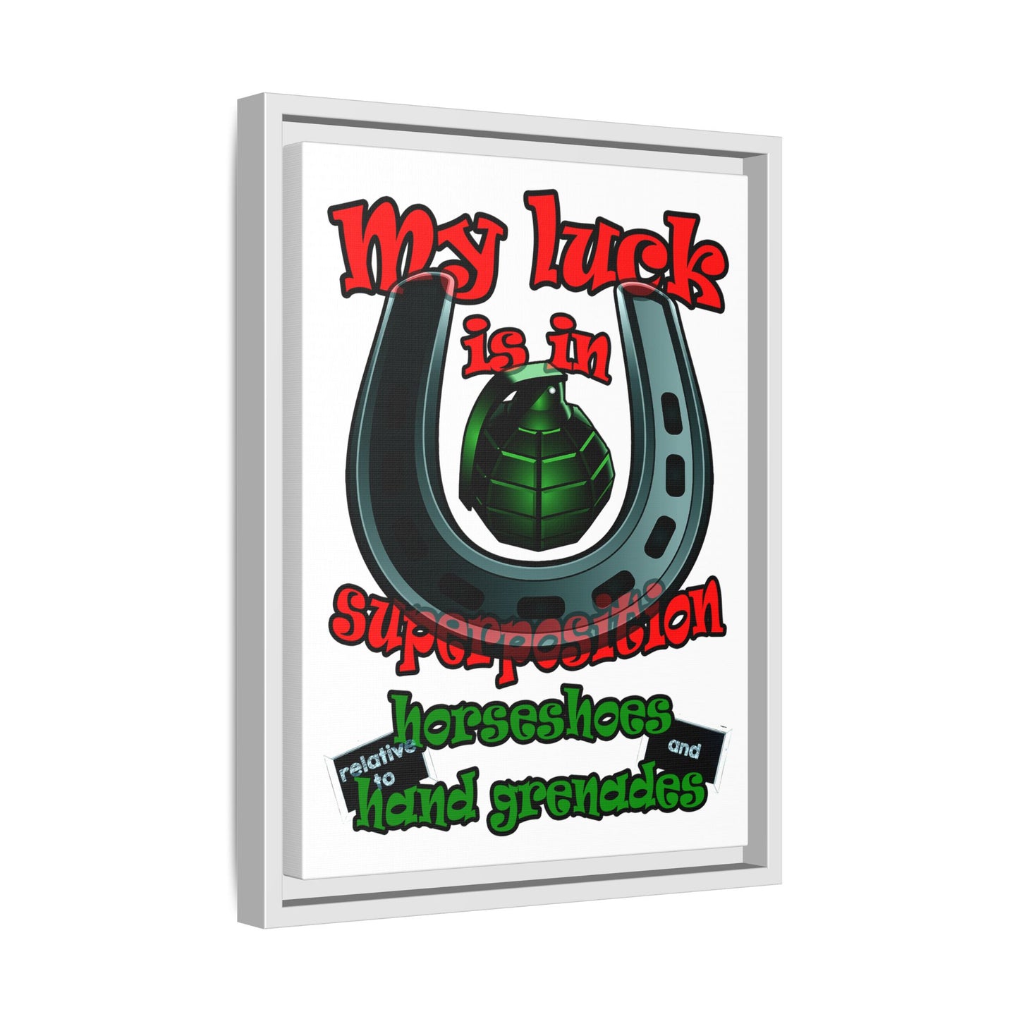 my luck - framed canvas art (white)