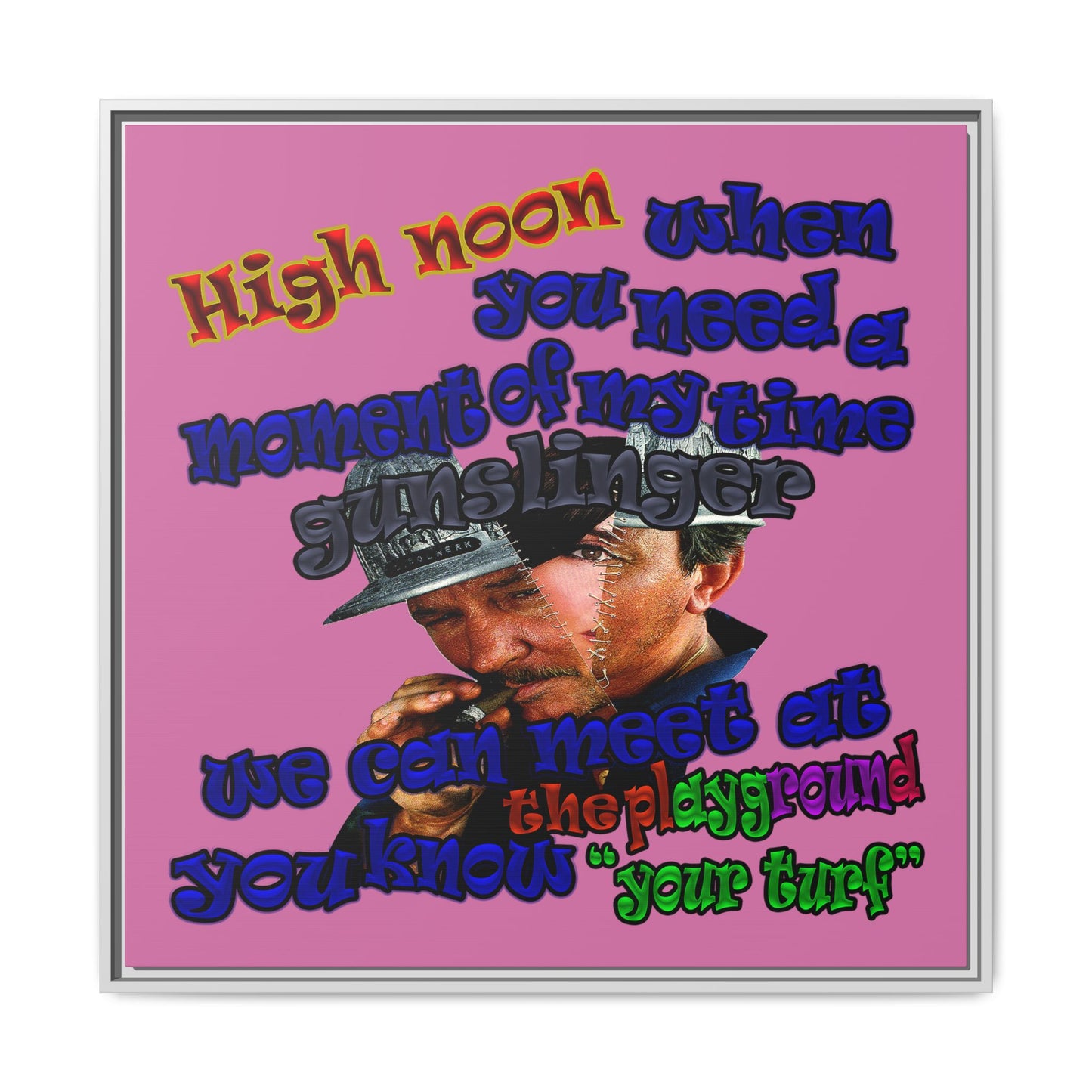 high noon - framed canvas art (light pink)