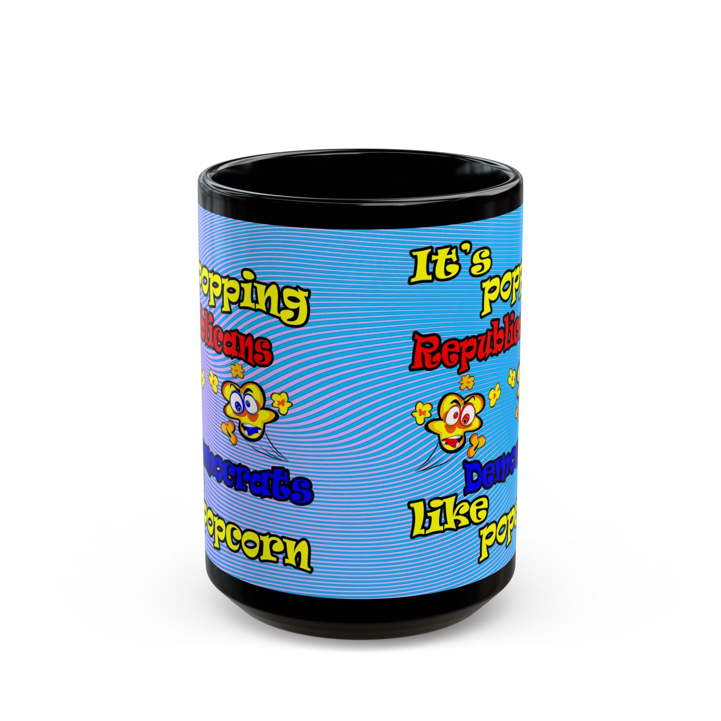 popping like popcorn - Black Mug (light blue-purple wave)