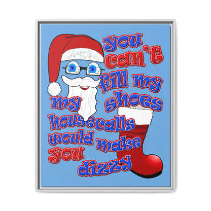 santa's shoes - framed canvas art (light blue)
