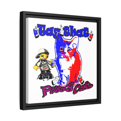 tag that - framed canvas art (white)
