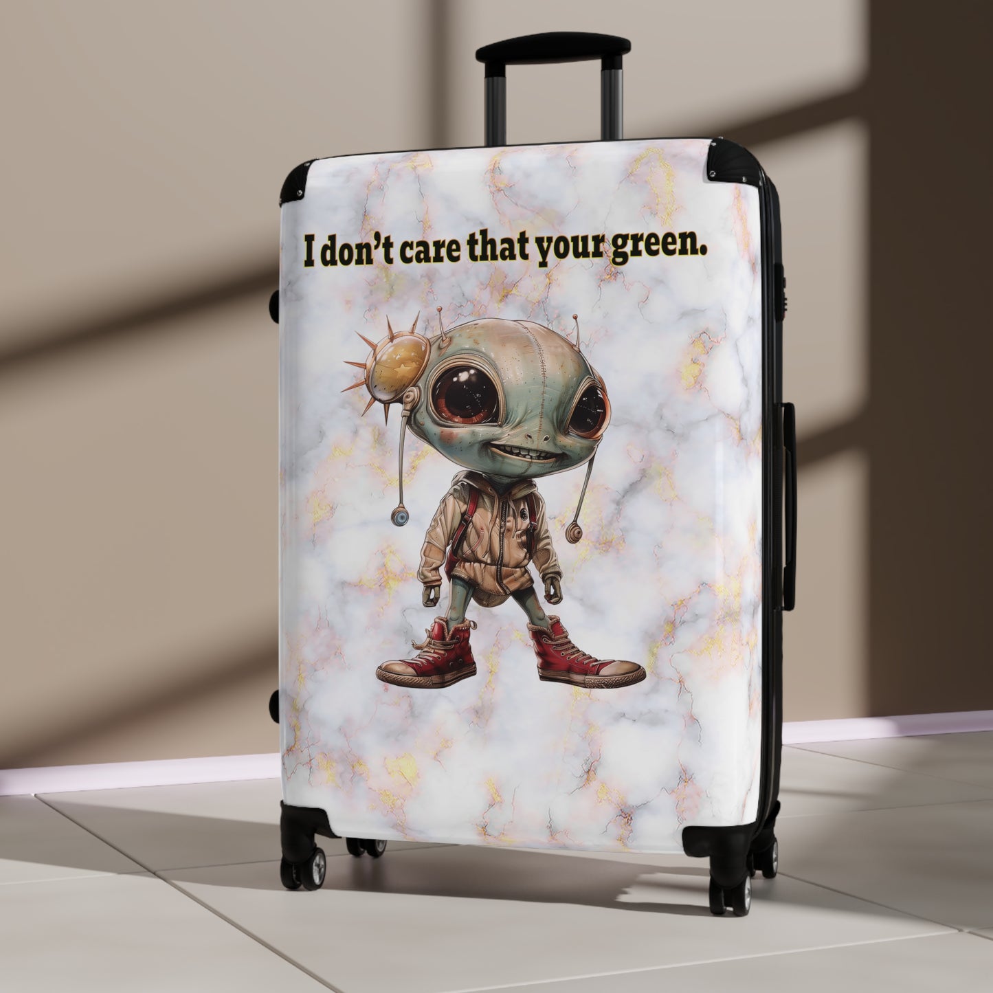 I don't care that your green - Suitcase (white marble)