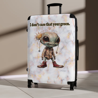 I don't care that your green - Suitcase (white marble)