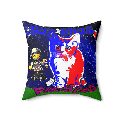 tag that - Spun Polyester Square Pillow - ('snoops' background)