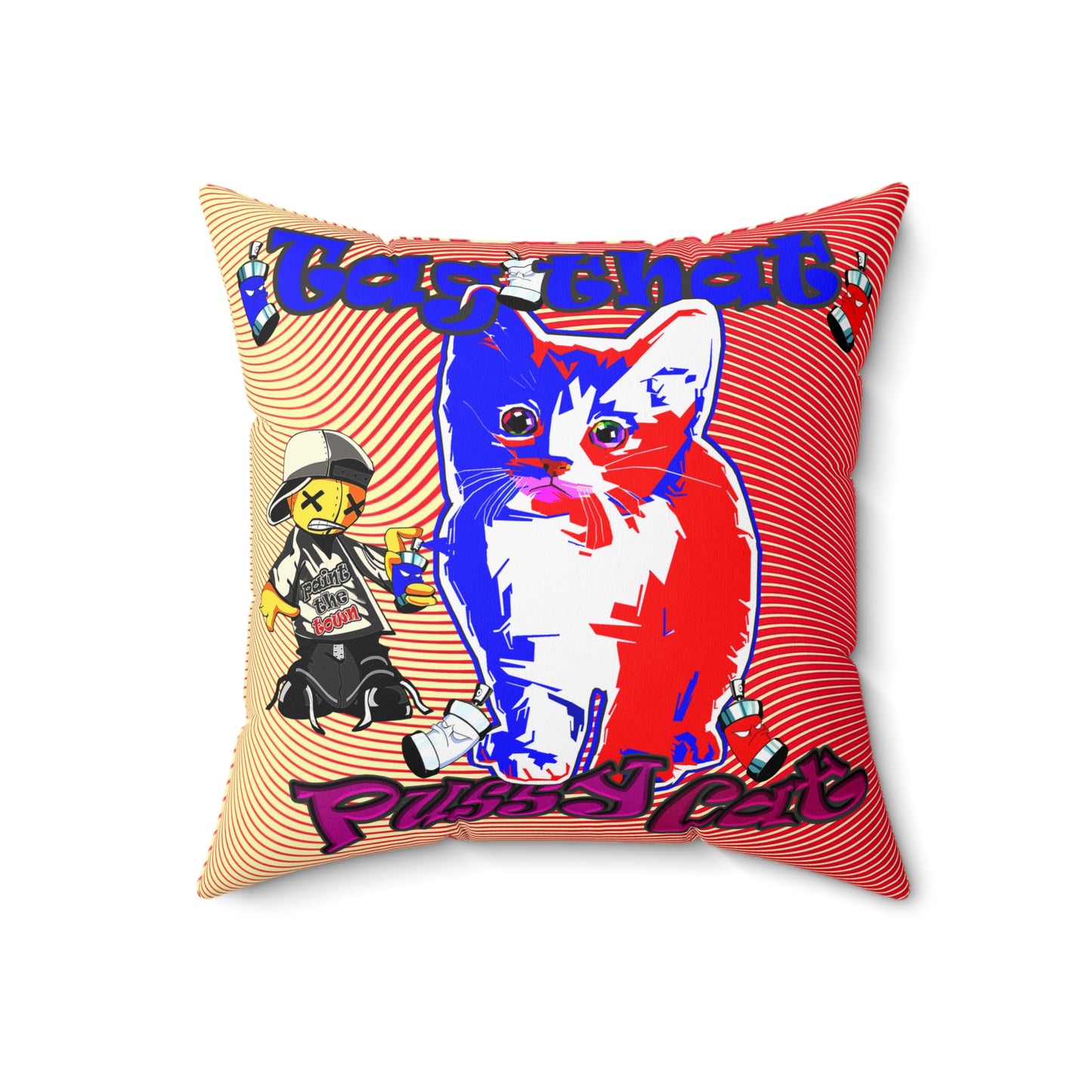 tag that - Spun Polyester Square Pillow - (yellow-orange wave)