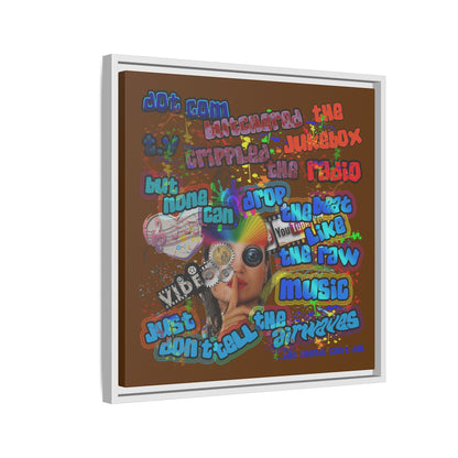 drop the beat - framed canvas art (brown)