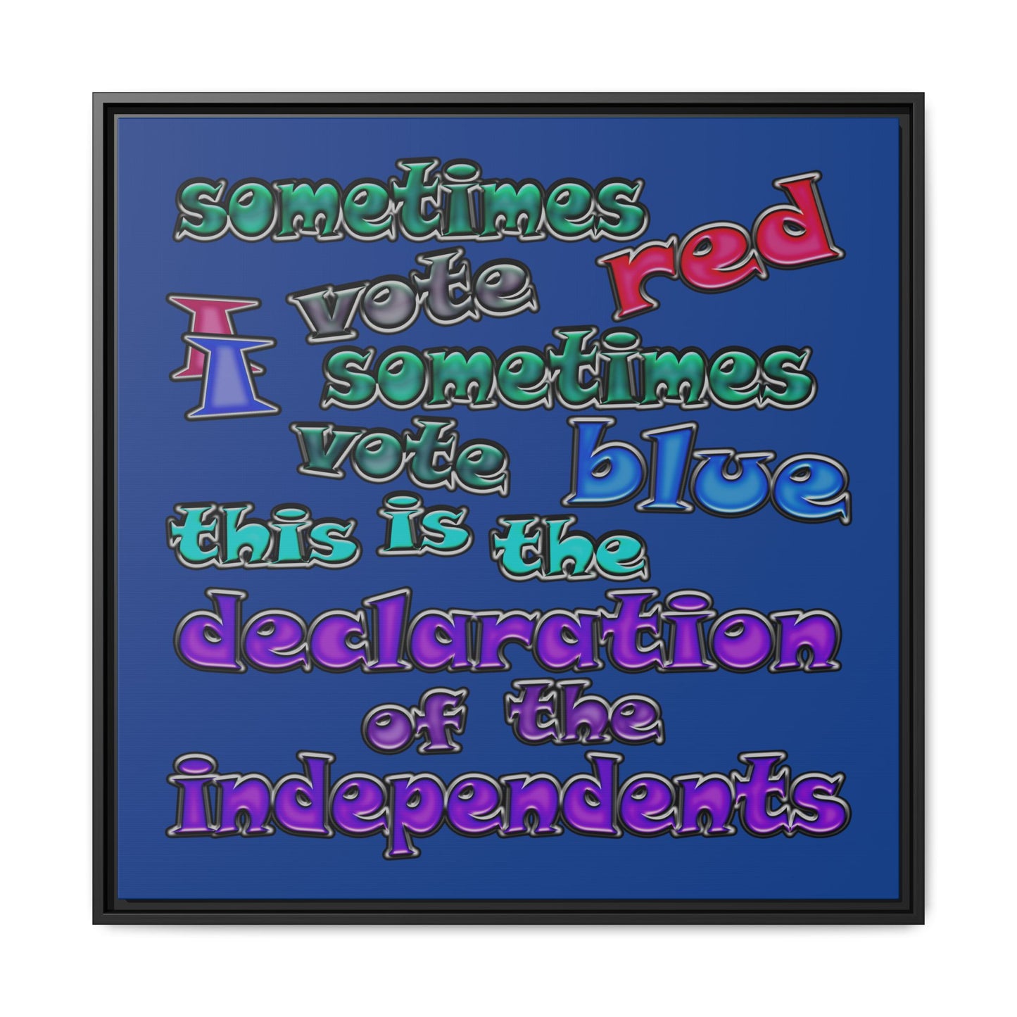 declaration of the independents - framed canvas art (dark blue)