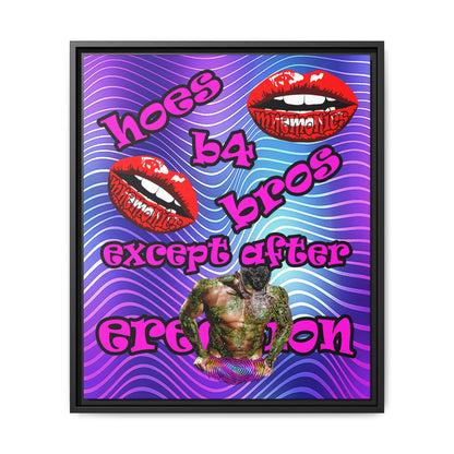 hoes b4 bros - framed canvas art (purple wave)